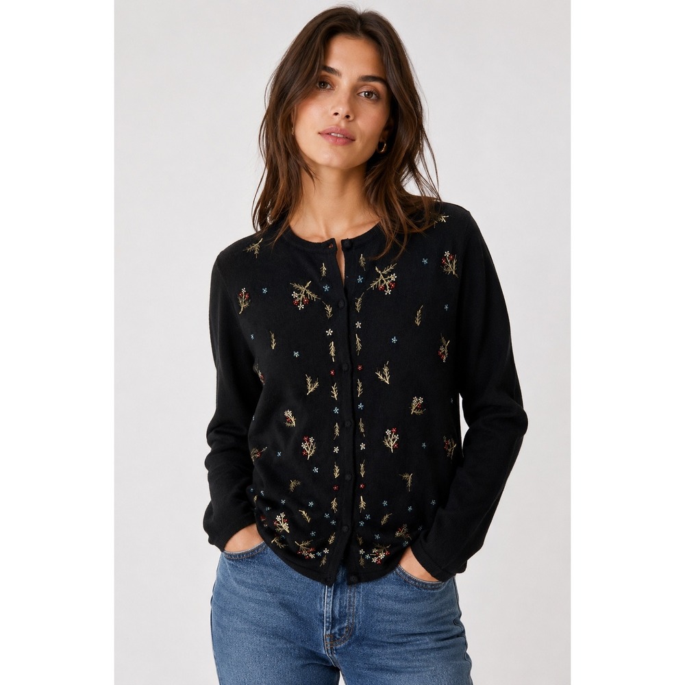 Vintage 90s Beaded Erika Beaded Cardigan Sweater NWT Medium